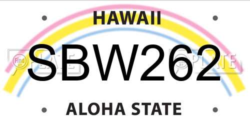 SBW262 Hawaii License Plate