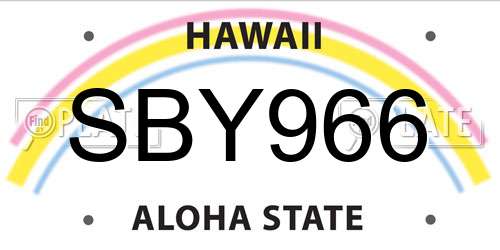 SBY966 Hawaii License Plate