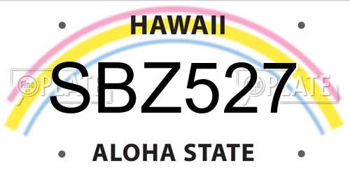 SBZ527 Hawaii License Plate