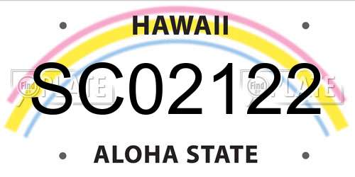 SC02122 Hawaii License Plate