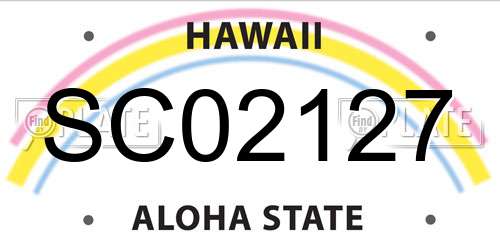 SC02127 Hawaii License Plate