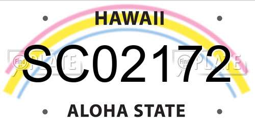 SC02172 Hawaii License Plate