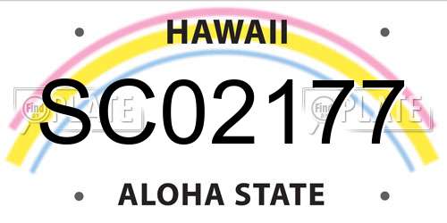 SC02177 Hawaii License Plate