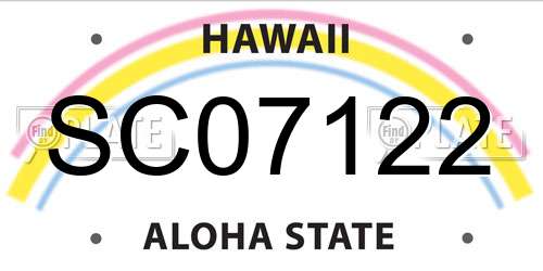 SC07122 Hawaii License Plate