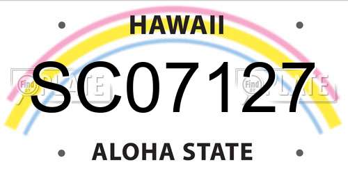 SC07127 Hawaii License Plate