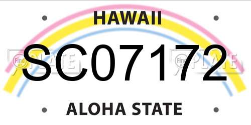 SC07172 Hawaii License Plate