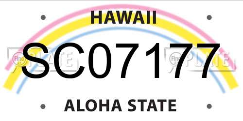 SC07177 Hawaii License Plate