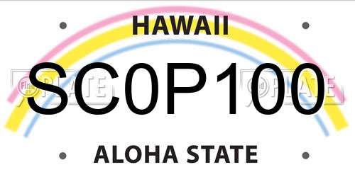 SC0P100 Hawaii License Plate