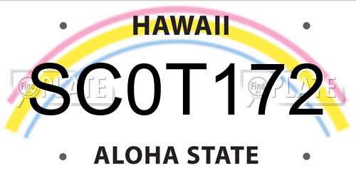 SC0T172 Hawaii License Plate