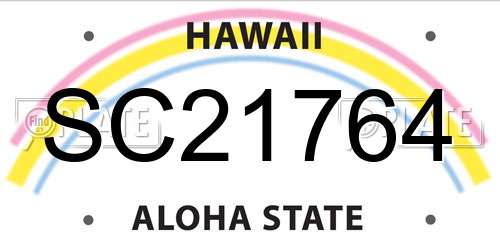 SC21764 Hawaii License Plate