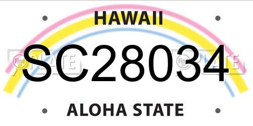 SC28034 Hawaii License Plate