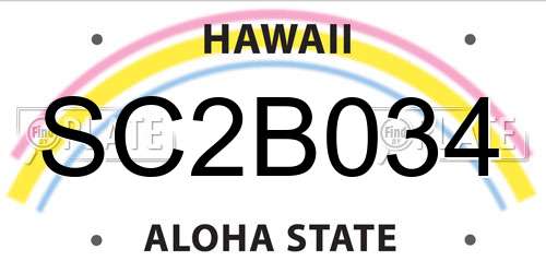 SC2B034 Hawaii License Plate