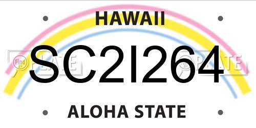 SC2I264 Hawaii License Plate