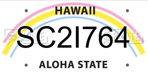 SC2I764 Hawaii License Plate