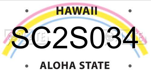 SC2S034 Hawaii License Plate