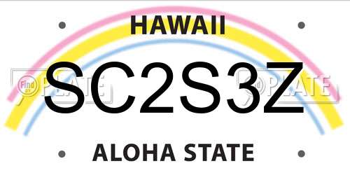 SC2S3Z Hawaii License Plate