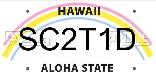 SC2T1D Hawaii License Plate