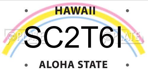SC2T6I Hawaii License Plate