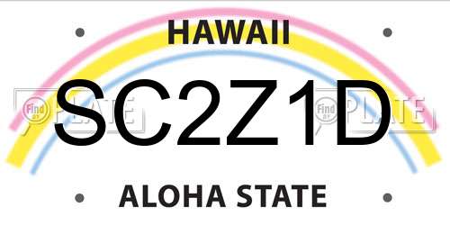SC2Z1D Hawaii License Plate