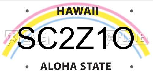 SC2Z1O Hawaii License Plate