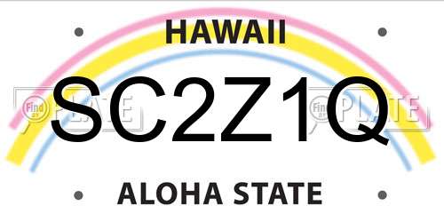 SC2Z1Q Hawaii License Plate