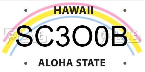 SC3O0B Hawaii License Plate
