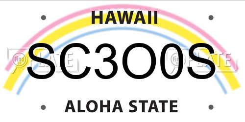 SC3O0S Hawaii License Plate