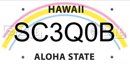 SC3Q0B Hawaii License Plate