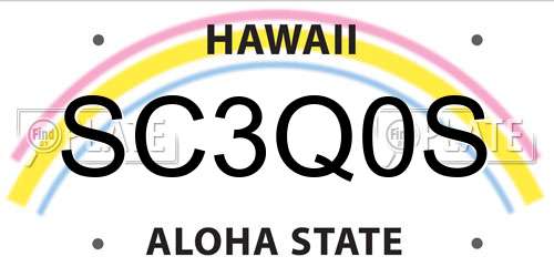 SC3Q0S Hawaii License Plate