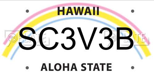 SC3V3B Hawaii License Plate