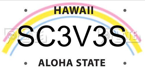 SC3V3S Hawaii License Plate
