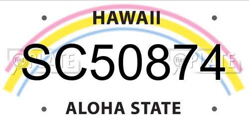 SC50874 Hawaii License Plate