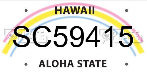 SC59415 Hawaii License Plate