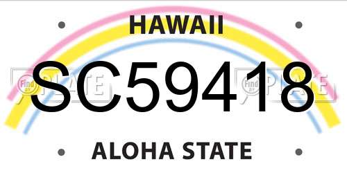 SC59418 Hawaii License Plate