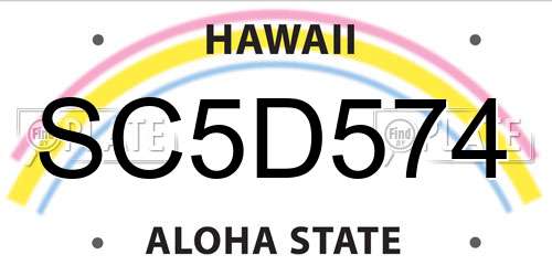 SC5D574 Hawaii License Plate