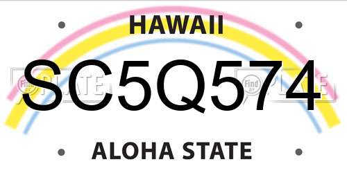 SC5Q574 Hawaii License Plate