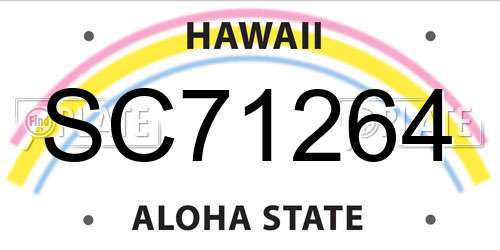 SC71264 Hawaii License Plate