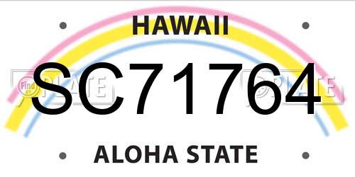 SC71764 Hawaii License Plate