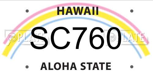 SC760 Hawaii License Plate
