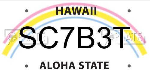 SC7B3T Hawaii License Plate