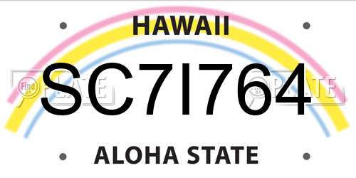 SC7I764 Hawaii License Plate