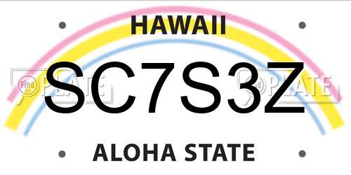 SC7S3Z Hawaii License Plate