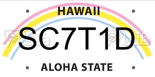 SC7T1D Hawaii License Plate