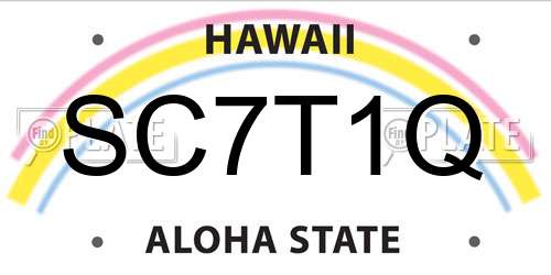 SC7T1Q Hawaii License Plate