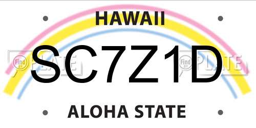 SC7Z1D Hawaii License Plate