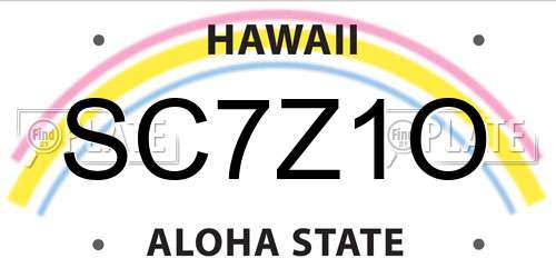 SC7Z1O Hawaii License Plate