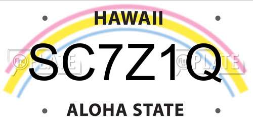 SC7Z1Q Hawaii License Plate