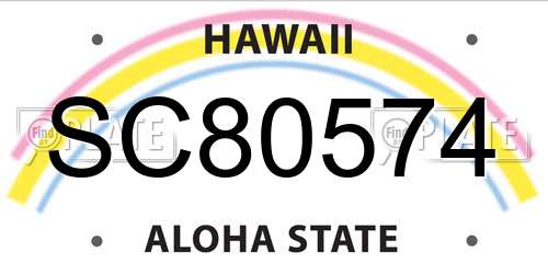 SC80574 Hawaii License Plate