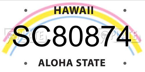 SC80874 Hawaii License Plate