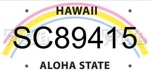 SC89415 Hawaii License Plate